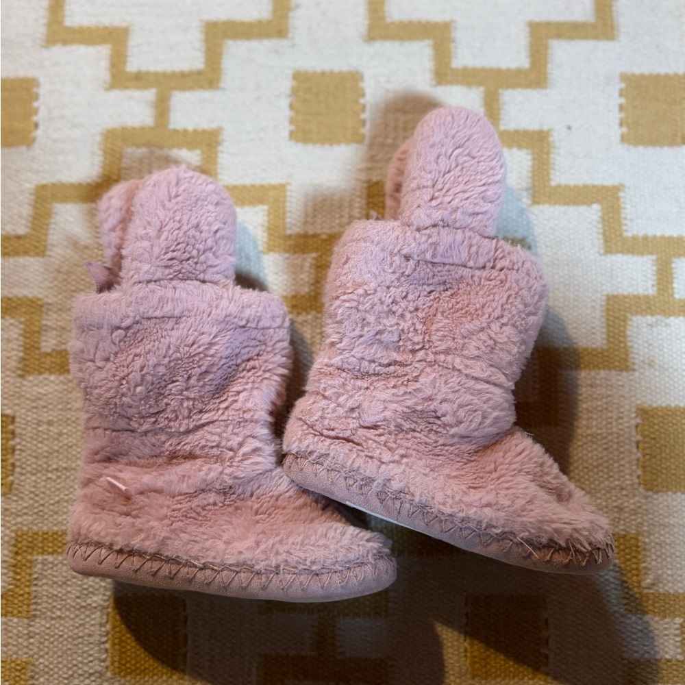 Joules Kid’s Cozy “bunny ear” Pink Fuzzy Slipper Boots